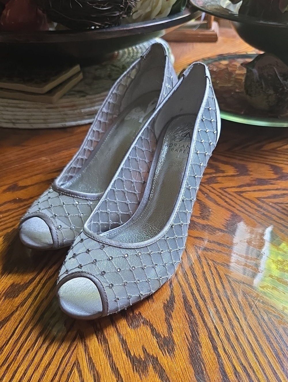 Adrianna Papell Heeled Open Toe Mesh Shoes